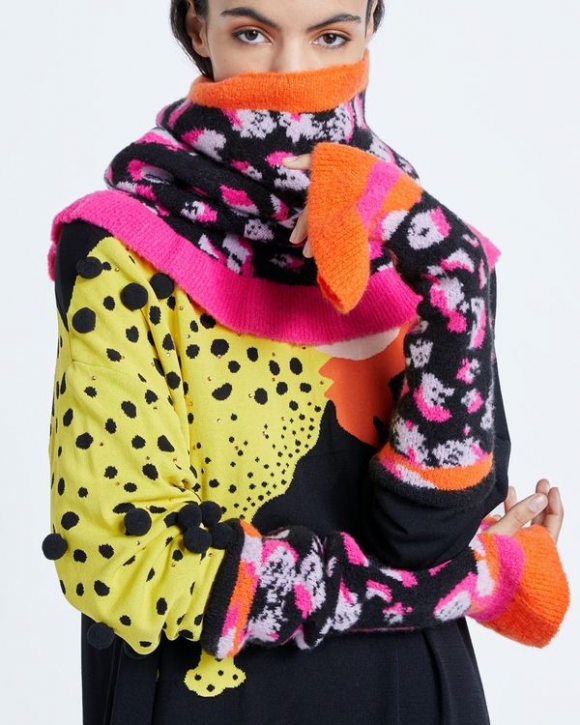 Joanne Hynes Leopard Clash Long Fingerless Gloves Joanne Hynes Leopard Clash Long Fingerless Gloves