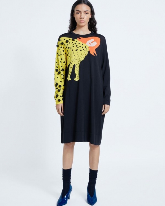 Joanne Hynes Its Tiger Lady Wrapped Around Me! Knit Sweater Dress Joanne Hynes Its Tiger Lady Wrapped Around Me! Knit Sweater Dress