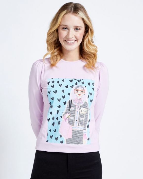 Savida Graphic Print Glitter Top Savida Graphic Print Glitter Top