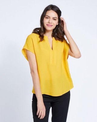 Paul Costelloe Living Studio Ochre Half Placket Top Paul Costelloe Living Studio Ochre Half Placket Top