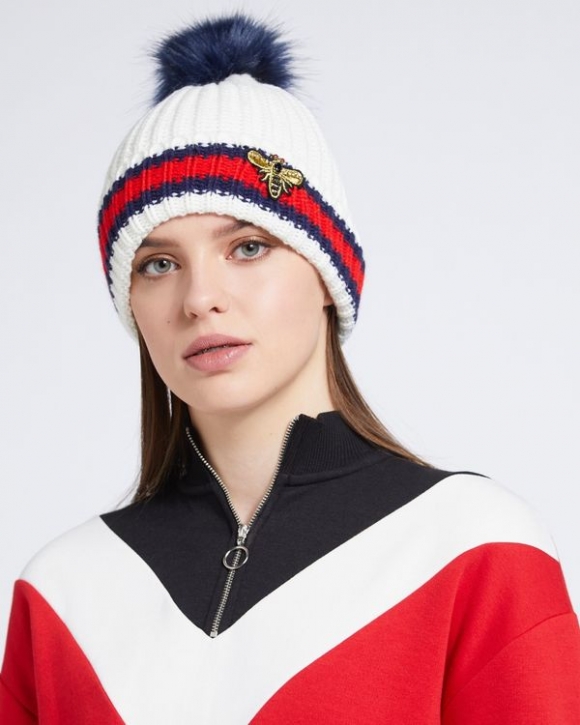 Savida Bee Embellished Stripe Hat Savida Bee Embellished Stripe Hat