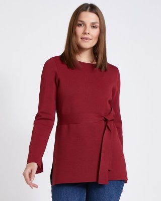 Paul Costelloe Living Studio Red Tie Waist Jumper Paul Costelloe Living Studio Red Tie Waist Jumper