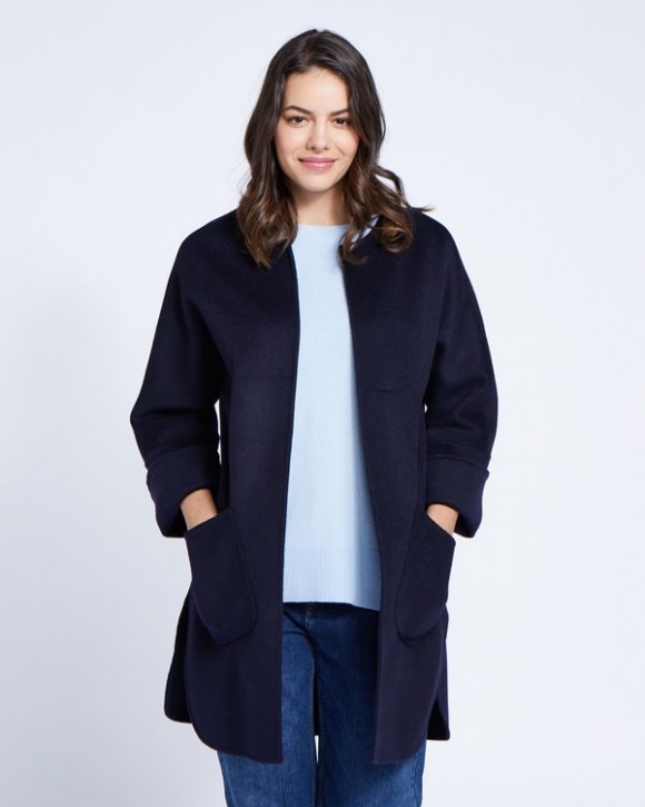 Paul Costelloe Living Studio Navy Curved Hem Coat Paul Costelloe Living Studio Navy Curved Hem Coat