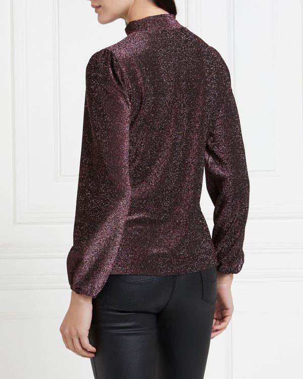 Gallery Mistletoe Lurex Hi Neck Top