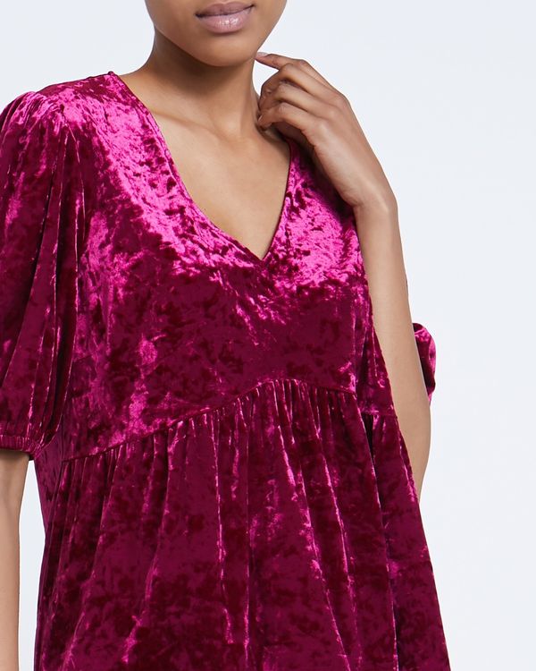 Velvet Puff Sleeve Top