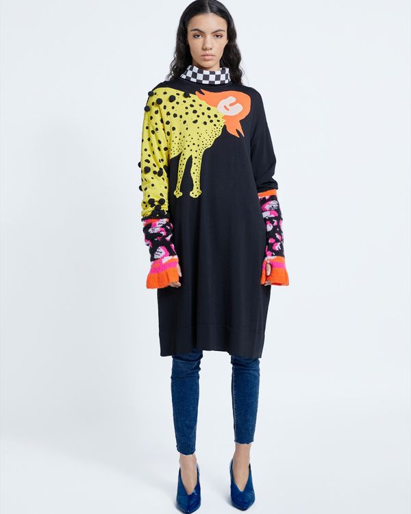 Joanne Hynes Leopard Clash Long Fingerless Gloves