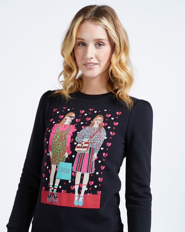 Savida Graphic Glitter Print Sweatshirt