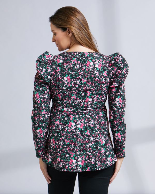 Savida Maternity Wrap Print Blouse