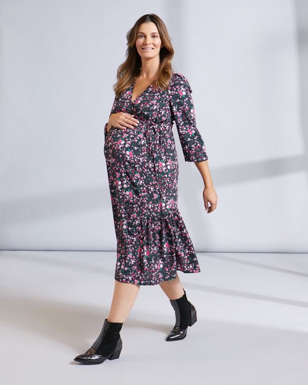 Savida Maternity Print Wrap Dress