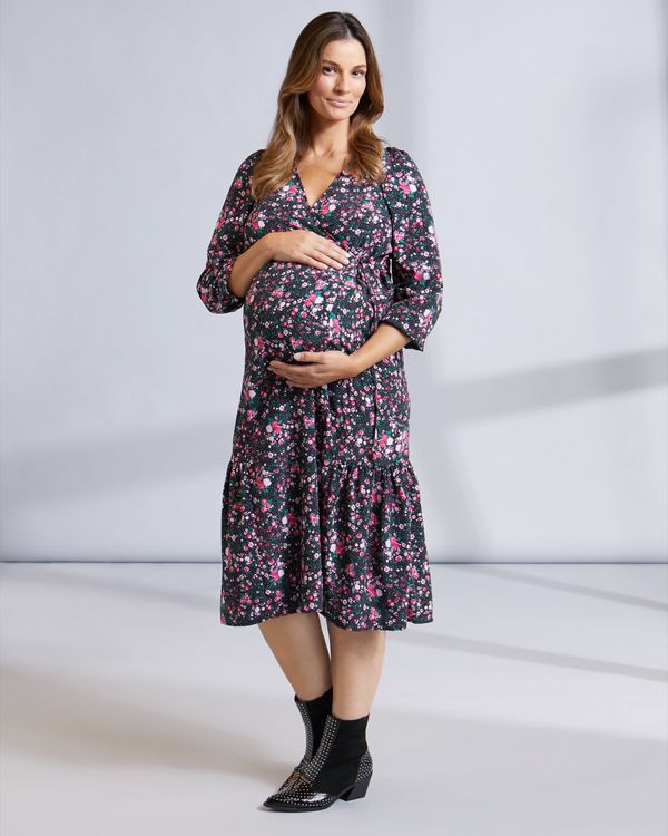 Savida Maternity Print Wrap Dress