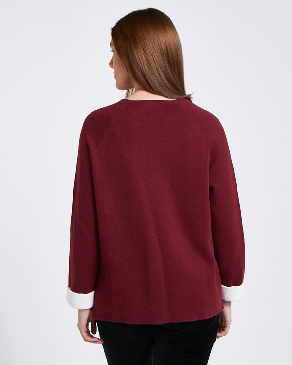 Paul Costelloe Living Studio Burgundy Side Vent Cotton Cashmere Jumper
