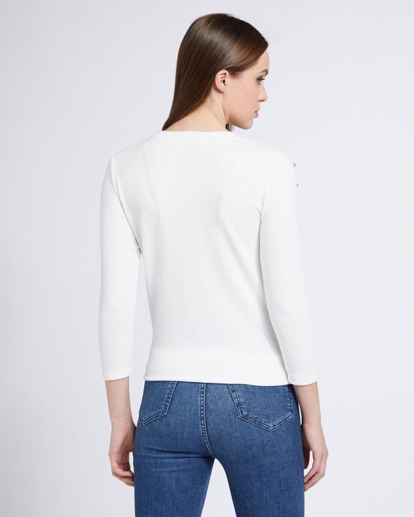 Savida Jewel And Pearl Ribbed T-Shirt