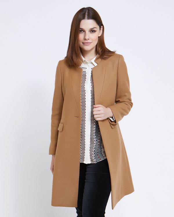 Paul Costelloe Living Studio Camel Notch Neck Coat
