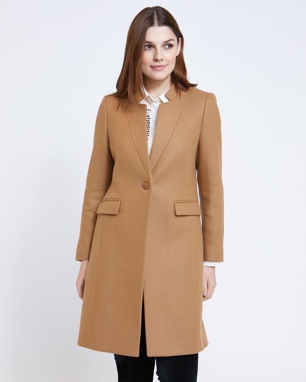 Paul Costelloe Living Studio Camel Notch Neck Coat