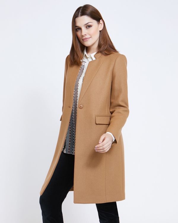 Paul Costelloe Living Studio Camel Notch Neck Coat