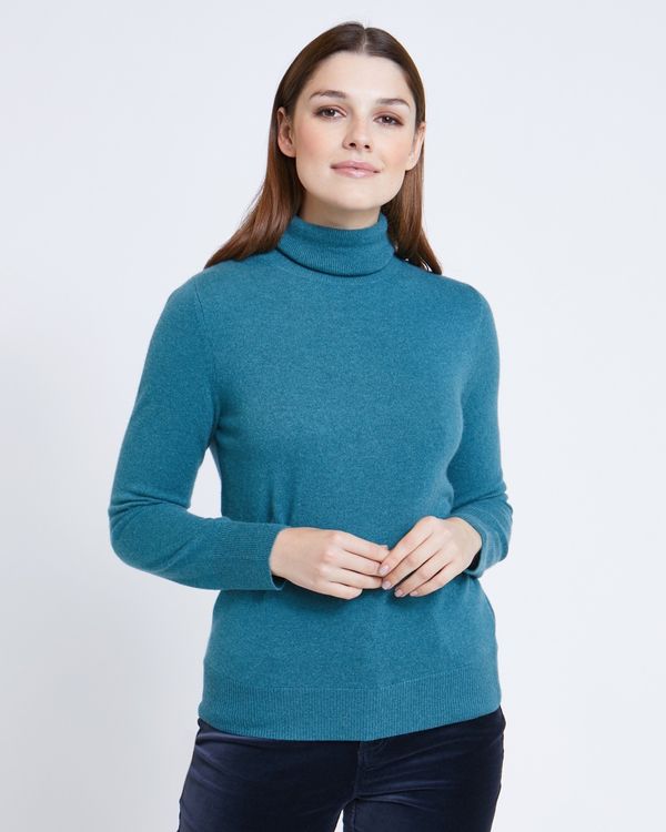 Paul Costelloe Living Studio Green Cashmere Polo Neck Jumper