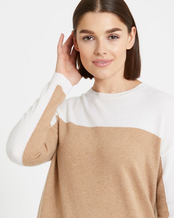 Paul Costelloe Living Studio Cashmere Colour Block Crew-Neck Sweater