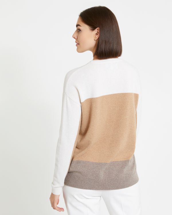 Paul Costelloe Living Studio Cashmere Colour Block Crew-Neck Sweater