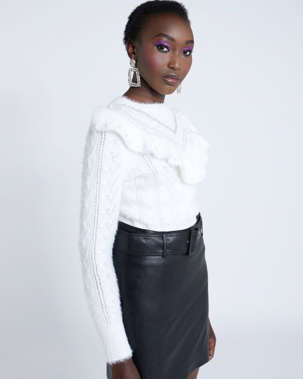 Savida Embellished Jumper With Ruffle