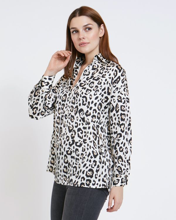 Paul Costelloe Living Studio Leopard Placket Top
