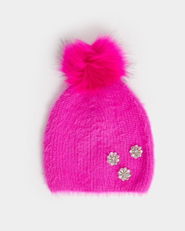 Savida Fluffy Flower Embellished Hat