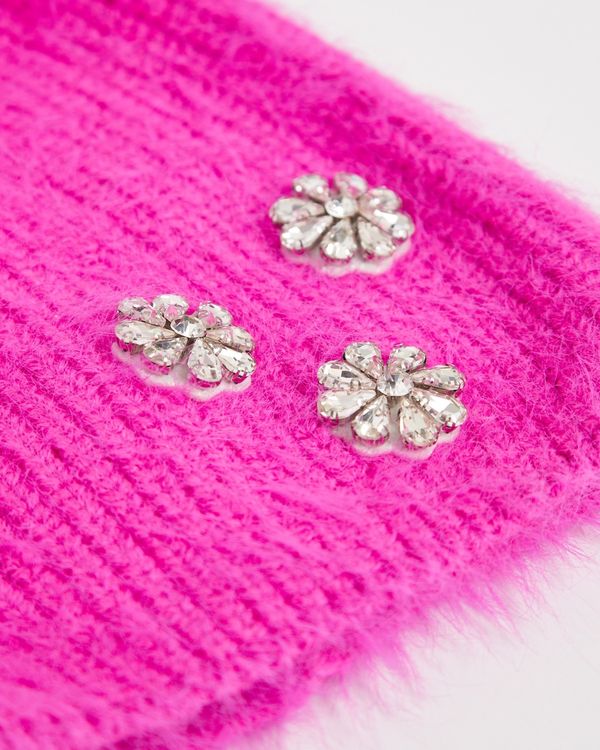 Savida Fluffy Flower Embellished Hat