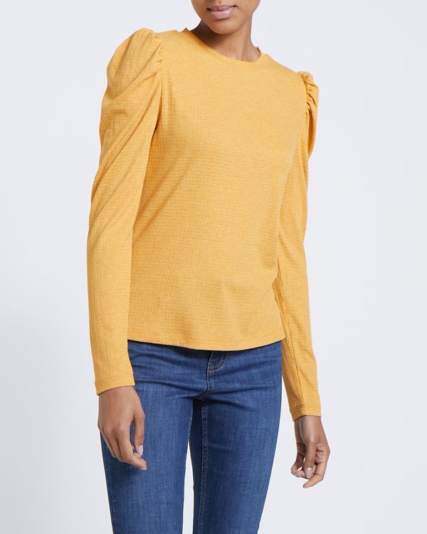 Puff Sleeve Textured Jersey T-Shirt