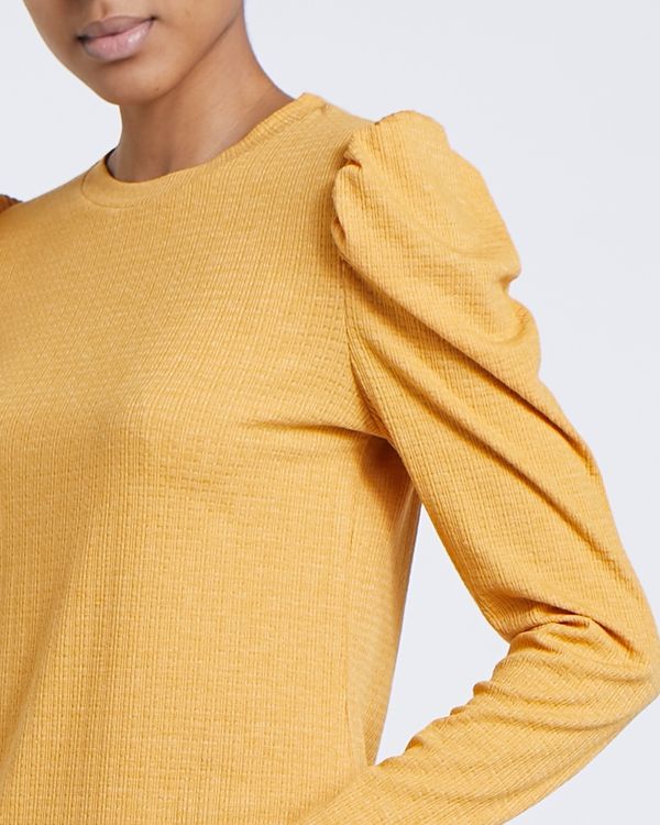 Puff Sleeve Textured Jersey T-Shirt