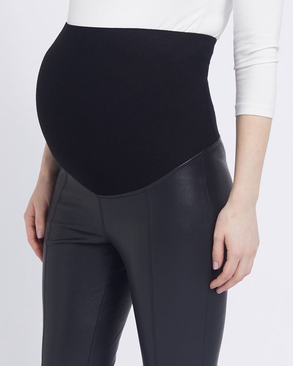 Savida Faux Leather Maternity Leggings