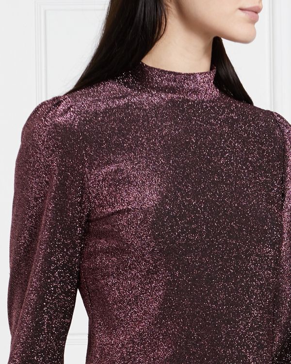 Gallery Mistletoe Lurex Hi Neck Top