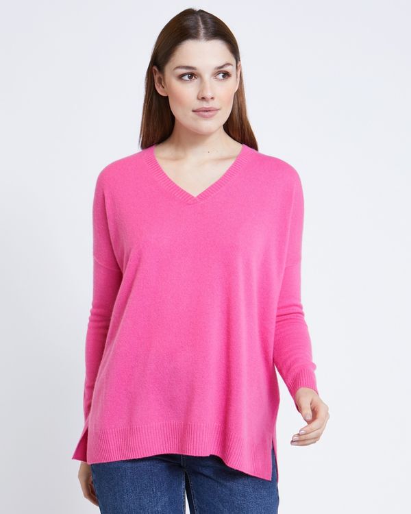 Paul Costelloe Living Studio Pink Cashmere V-Neck Jumper