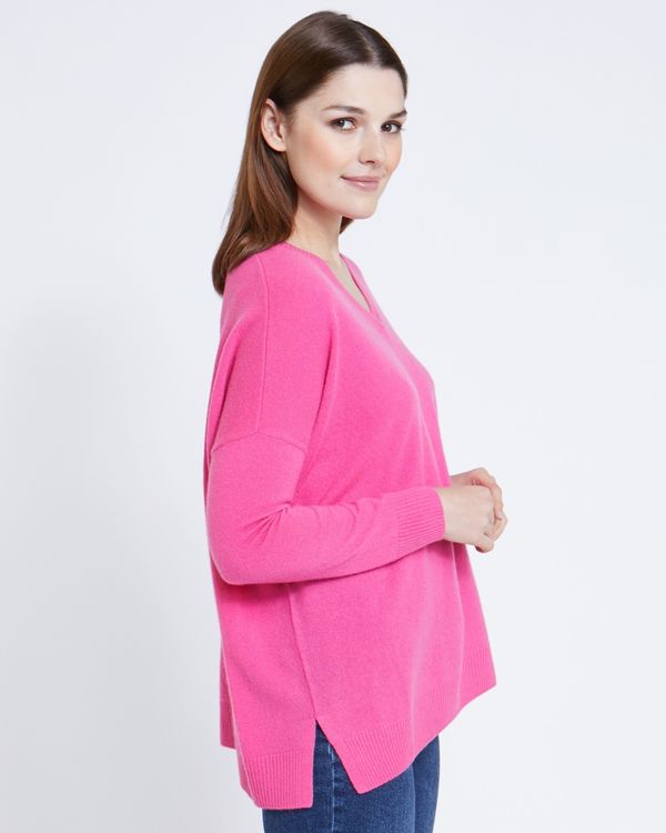 Paul Costelloe Living Studio Pink Cashmere V-Neck Jumper
