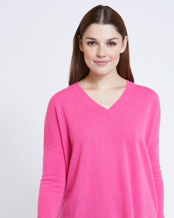 Paul Costelloe Living Studio Pink Cashmere V-Neck Jumper