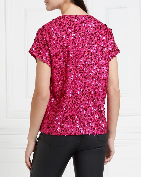 Gallery Mistletoe Short-Sleeved Sequin Top