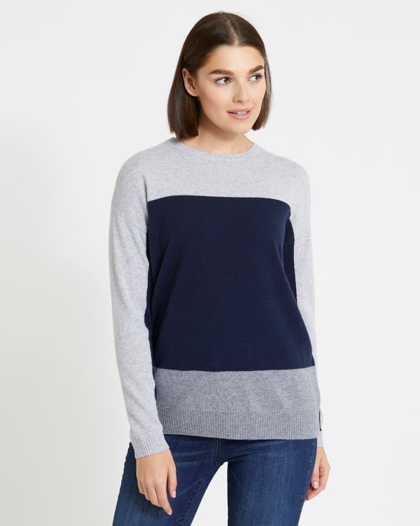 Paul Costelloe Living Studio Cashmere Colour Block Crew-Neck Sweater