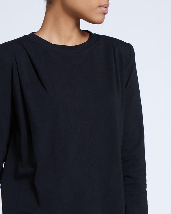Shoulder Pad Long Sleeve Cotton Top