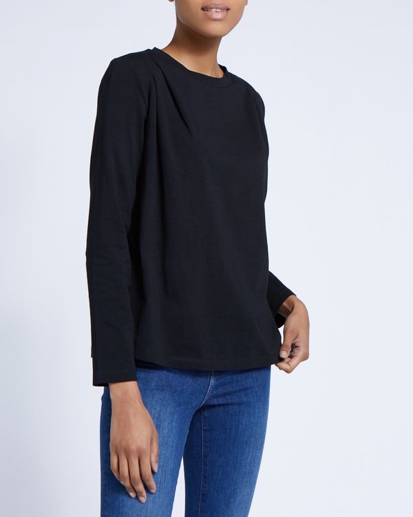 Shoulder Pad Long Sleeve Cotton Top